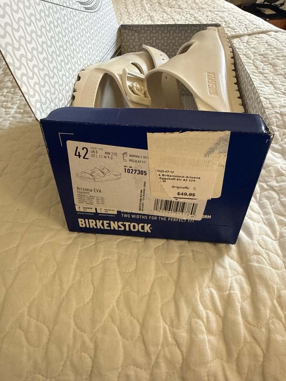 Birkenstock Arizona EVA Sandals Eggshell Size - Picture 2 of 4